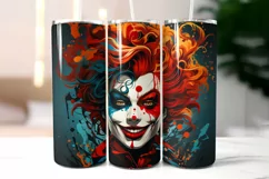 Creepy Clown Face Tumbler Wrap Design | Scary Clown Print Product Image 2