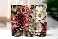 Colourful 3d Wood Carving Effect Floral Tumbler Wrap Product Image 2