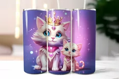 Princess Cat Tumbler Wrap Design| Little Princess Kitty PNG Product Image 2