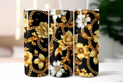 Floral Tumbler Wrap | Elegant Floral Silk Fabric Texture Product Image 2