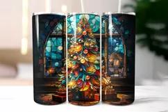 Stained Glass Christmas Tree Tumbler Wrap |Christmas Tree Product Image 2