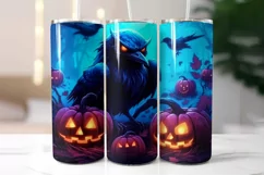 Black Crow and Pumpkins Halloween Tumbler Wrap 20 oz Product Image 2