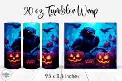 Black Crow and Pumpkins Halloween Tumbler Wrap 20 oz Product Image 1