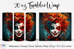 Creepy Clown Face Tumbler Wrap Design | Scary Clown Print Product Image 1