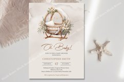 Gender neutral boho baby crib sage brown Baby Invite ZB61 Product Image 1