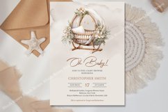 Gender neutral boho baby crib sage brown Baby Invite ZB61 Product Image 2