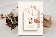 Terracotta flowers arch brown hues Save the date ZA171 Product Image 1