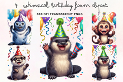 Whimsical Birthday Farm Clipart PNG Product Image 1