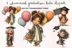 Whimsical Graduation Kids Clipart PNG Product Image 1