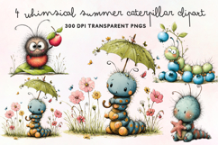 Whimsical Summer Caterpillar Clipart PNG Product Image 1