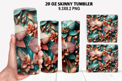 3D Flower Skinny Tumbler 20oz Wrap Design,Flowers Tumble PNG Product Image 1