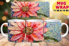 STAINED GLASS FLORAL FANTASIA SUBLIMATION 11OZ 15OZ MUG WRAP Product Image 1