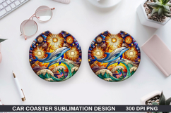 Dolphins Car Coaster Sublimation, 4th Of July Coaster PNG Product Image 1