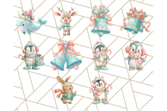 Coral and Aqua Christmas Clipart PNG, Pastel Holiday Art Product Image 6