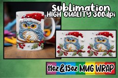 Winter Owl Embroidered Mug Wrap Christmas 11oz 15oz Product Image 1