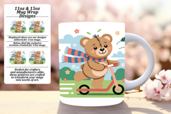 Colorful 11oz Mug Wrap Png Template , Cute Bear Product Image 1