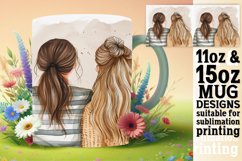 Dynamic Enchanting Watercolor Girls Mug Wrap: 11oz 15oz Product Image 1