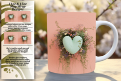 Eye-Catching 15oz Mug Wrap Png , 3D Heart Product Image 1