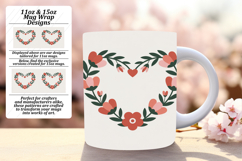 Sublimation 15oz Mug Wrap Png Template , Flowers Heart Product Image 1