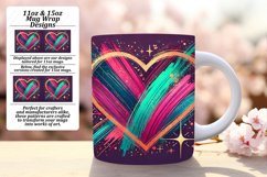 Sleek 11oz Mug Wrap Png Design , Heart Product Image 1