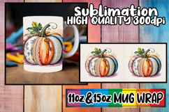 Joyful vibes sublimation mug wrap, Pumpkin Watercolor Product Image 1