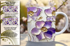 Elegant 15oz Mug Wrap Png Template , 3D Flower Product Image 1