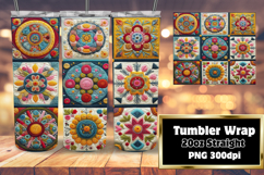 20oz Tumbler Sublimation PNG , Patchwork Product Image 1