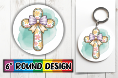 Unique Round Ornaments Design, Cross and Bow Product Image 1