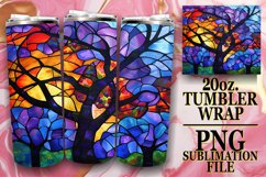 20oz Stained Glass Tree Tumbler Wrap Colorful Sublimation Product Image 1
