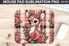 Watercolor Deer Mouse Pad Sublimation - Valentines PNG Product Image 1