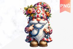 Floral Nurse Gnome Sublimation - Nurse Gnome Sublimation Product Image 1