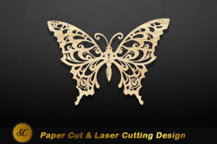 Ornate wooden butterfly cutout intricate Laser cut Product Image 1