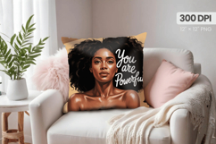 Afro Girl /Woman braided hair Pillow Design, Black Queen PNG Product Image 1