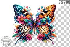Vibrant Floral Butterfly Sublimation - Clipart PNG Design Product Image 1