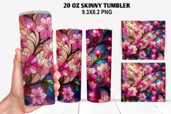 Flower Skinny Tumbler 20oz Wrap Design, Flowers Tumble PNG Product Image 1