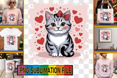 Bright TOTE BAG Magic PNG, Valentines Cat Product Image 1