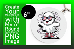 Charming Round Design Keychain Artwork , Funny Ghost Product Image 1