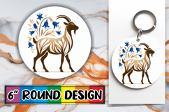 Whimsical Round Keychain Sublimation, Flower Animals Product Image 1