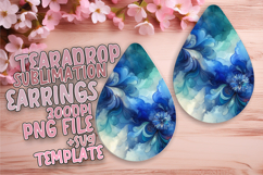 Bold Teardrop Earrings PNG Artwork , Watercolor Patter Product Image 1
