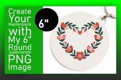 Whimsical Circle PNG Keychain Artwork , Flowers Heart Product Image 1