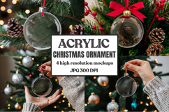 Acrylic Christmas Ornament Mockups | Clear Round Holiday Product Image 1