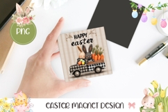 Happy Easter Bunny PNG, Easter Truck Square Coaster Template Product Image 1