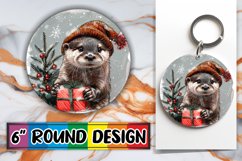 Holiday Cute Animals Keychain Round Design for Sublimation Product Image 1
