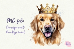 3 Golden Retriever in Crown Watercolor Clipart PNG Product Image 3