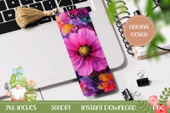 Art Flowers Bookmark PNG, Purple Flowers Bookmark Template Product Image 1