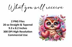 Valentine's Day Owl Tumbler Wrap Sublimation Design Product Image 2
