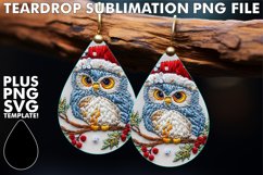 Embroidered Owl Circle Teardrop Earrings Design Christmas Product Image 1