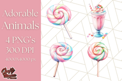 Pastel Sweet Treats Clipart, Ice Cream, Cakes, Donuts Png Product Image 1