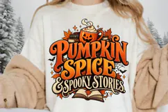 Pumpkin Spice & Spooky Stories PNG, Halloween Book Lover Product Image 1