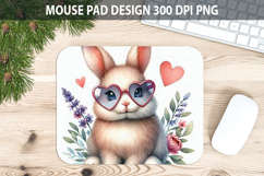 Watercolor Bunny Mouse Pad Sublimation - Valentines Png Product Image 1